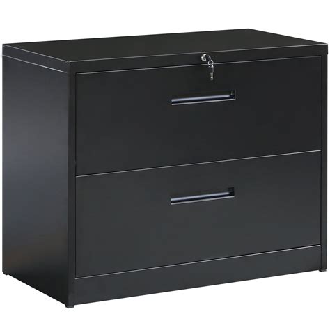 2 drawer steel file cabinet with lock black|2 drawer lockable cabinet.